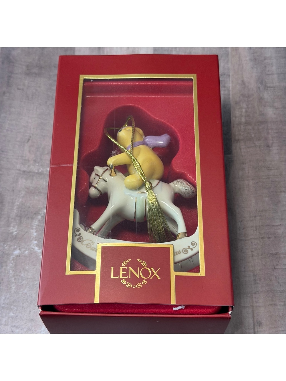 Lenox 2025 Winnie The Pooh Baby's 1st Christmas Ornament Rocking Horse 4.25"